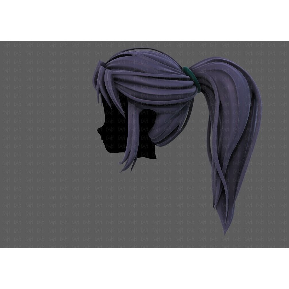 3D Girl Hair Model – Low Poly Cartoon Hairstyle for Animation, FBX - View 9