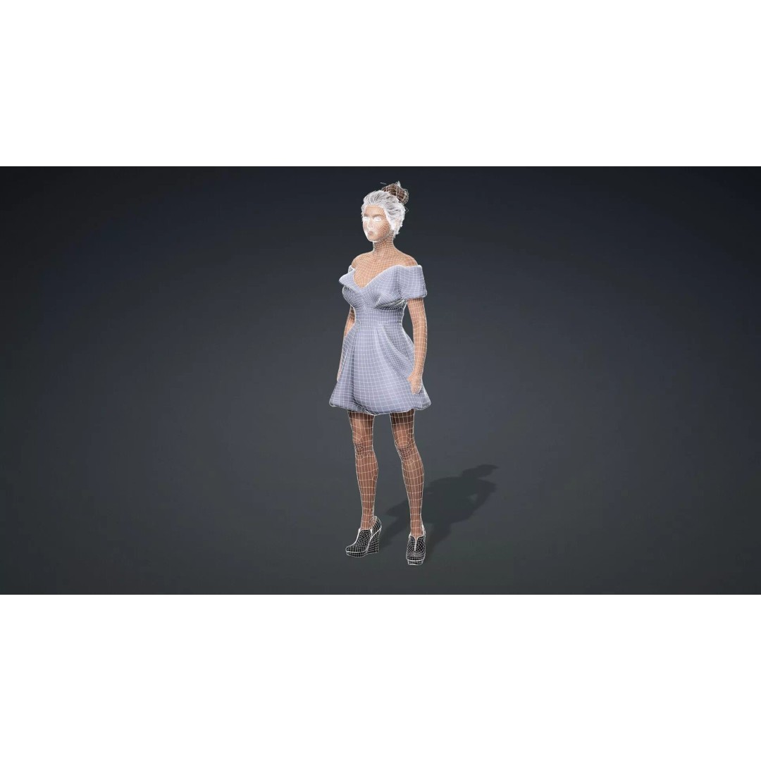 Fashion Woman Character 3D Model – Elegant Rigged Asset, FBX