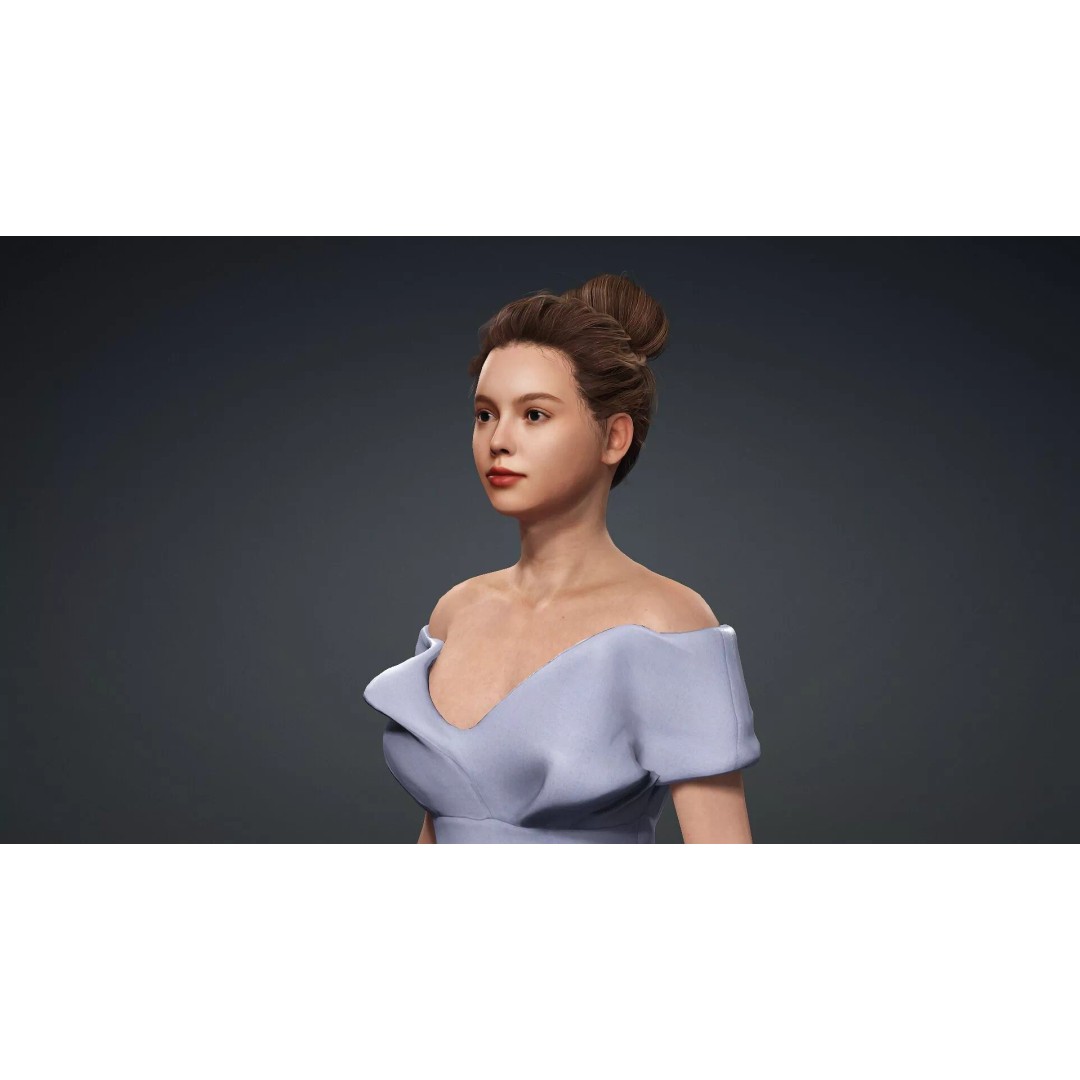Fashion Woman Character 3D Model – Elegant Rigged Asset, FBX - View 10