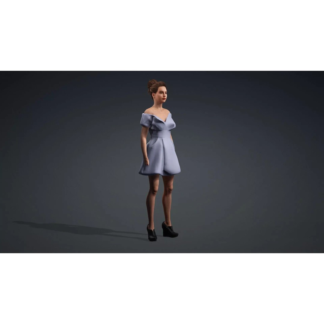 Fashion Woman Character 3D Model – Elegant Rigged Asset, FBX - View 11