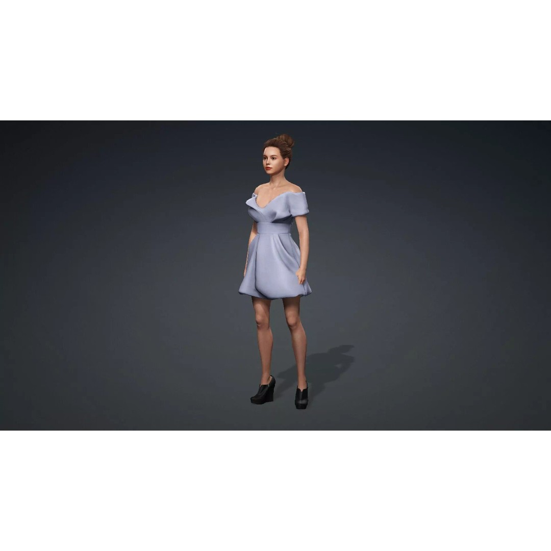 Fashion Woman Character 3D Model – Elegant Rigged Asset, FBX - View 12