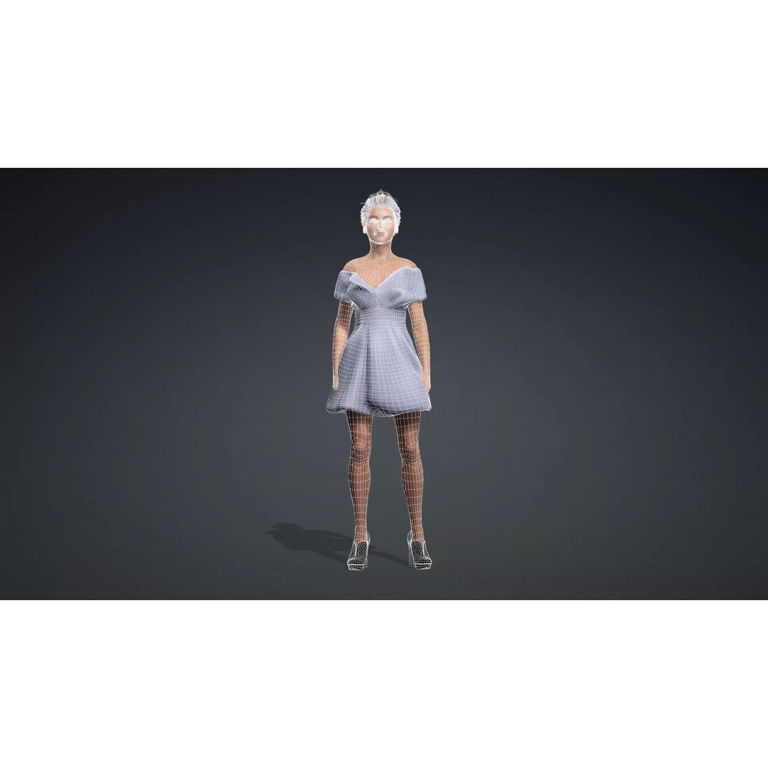 Fashion Woman Character 3D Model – Elegant Rigged Asset, FBX - View 13