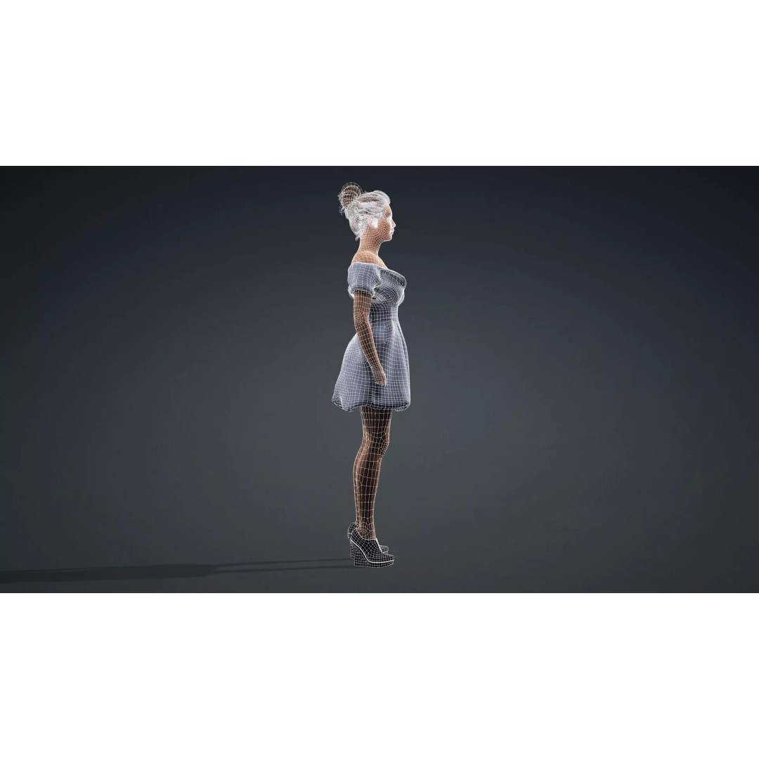 Fashion Woman Character 3D Model – Elegant Rigged Asset, FBX - View 14