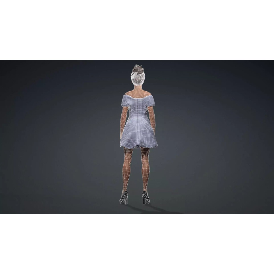 Fashion Woman Character 3D Model – Elegant Rigged Asset, FBX - View 16