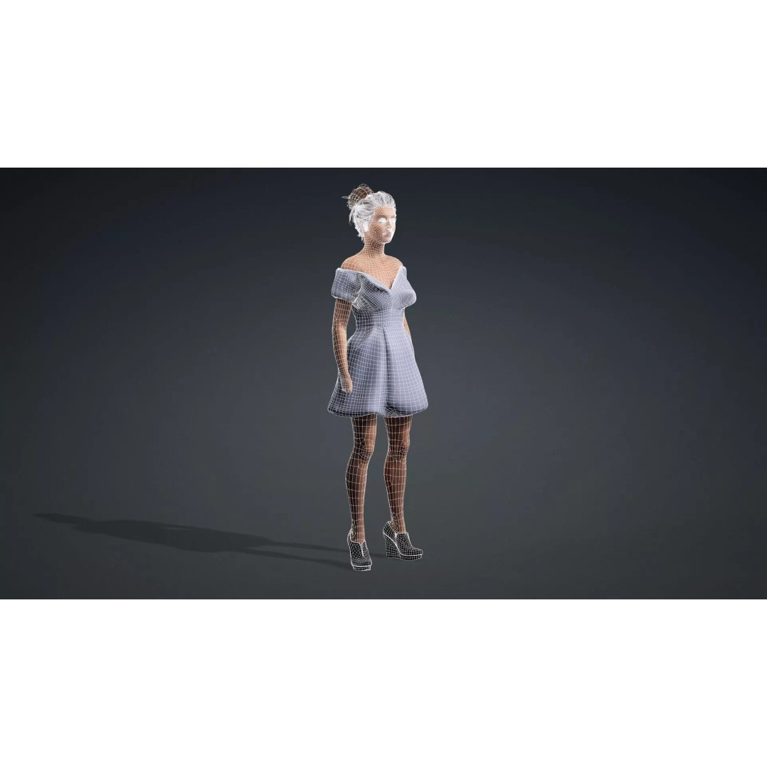 Fashion Woman Character 3D Model – Elegant Rigged Asset, FBX - View 21