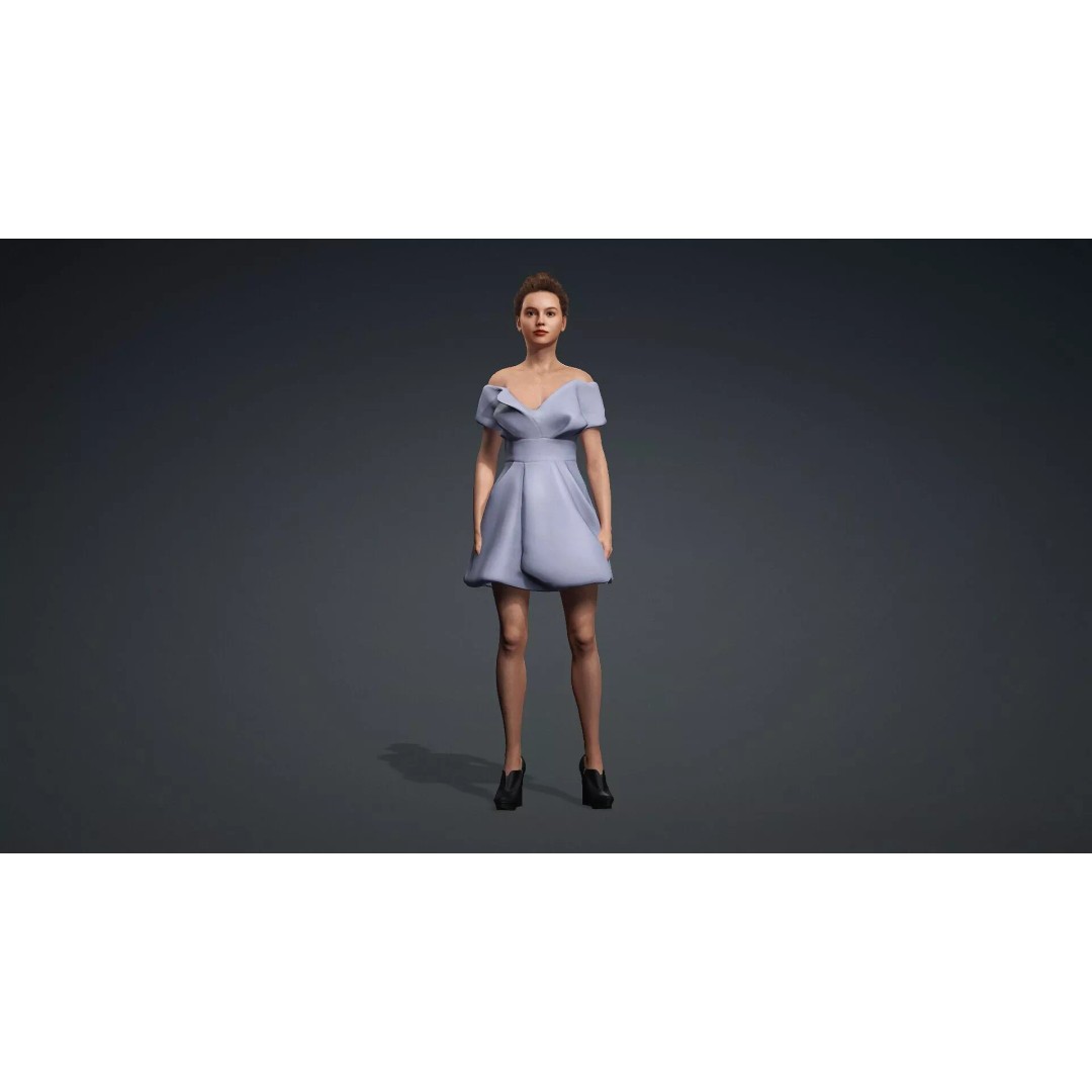 Fashion Woman Character 3D Model – Elegant Rigged Asset, FBX - View 3