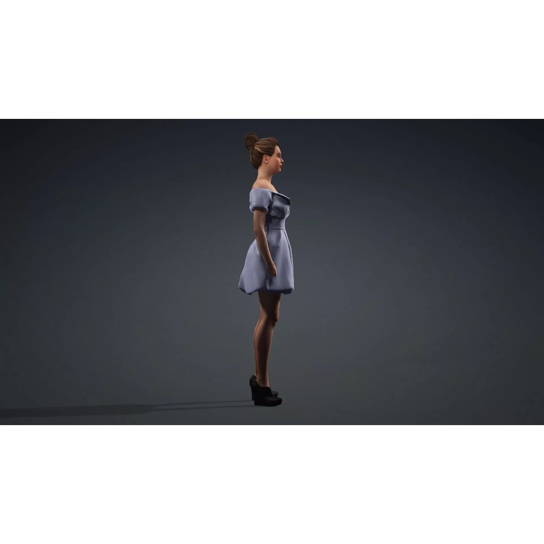 Fashion Woman Character 3D Model – Elegant Rigged Asset, FBX - View 4
