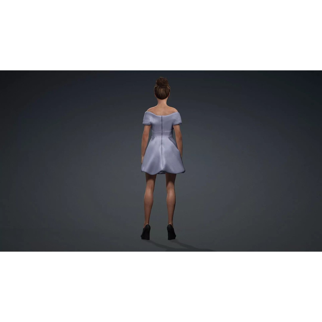 Fashion Woman Character 3D Model – Elegant Rigged Asset, FBX - View 6