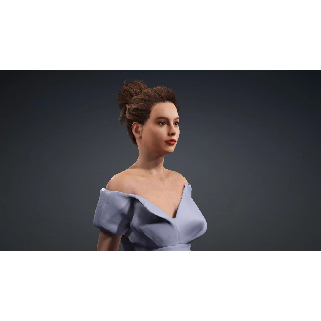 Fashion Woman Character 3D Model – Elegant Rigged Asset, FBX - View 9