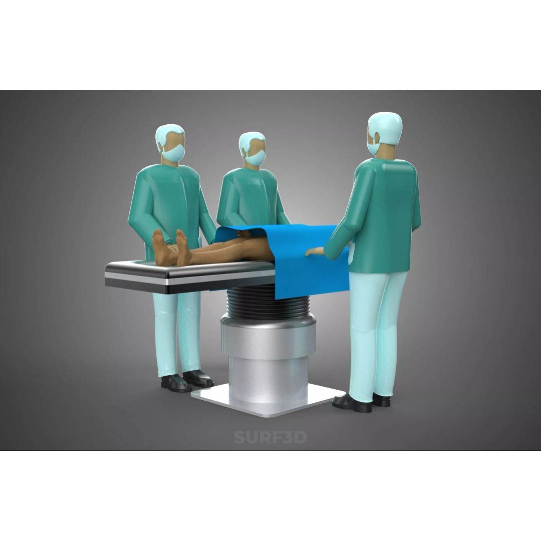 Medical Team 3D Model – High-Detail Surgeon and Patient Scene, FBX - View 12