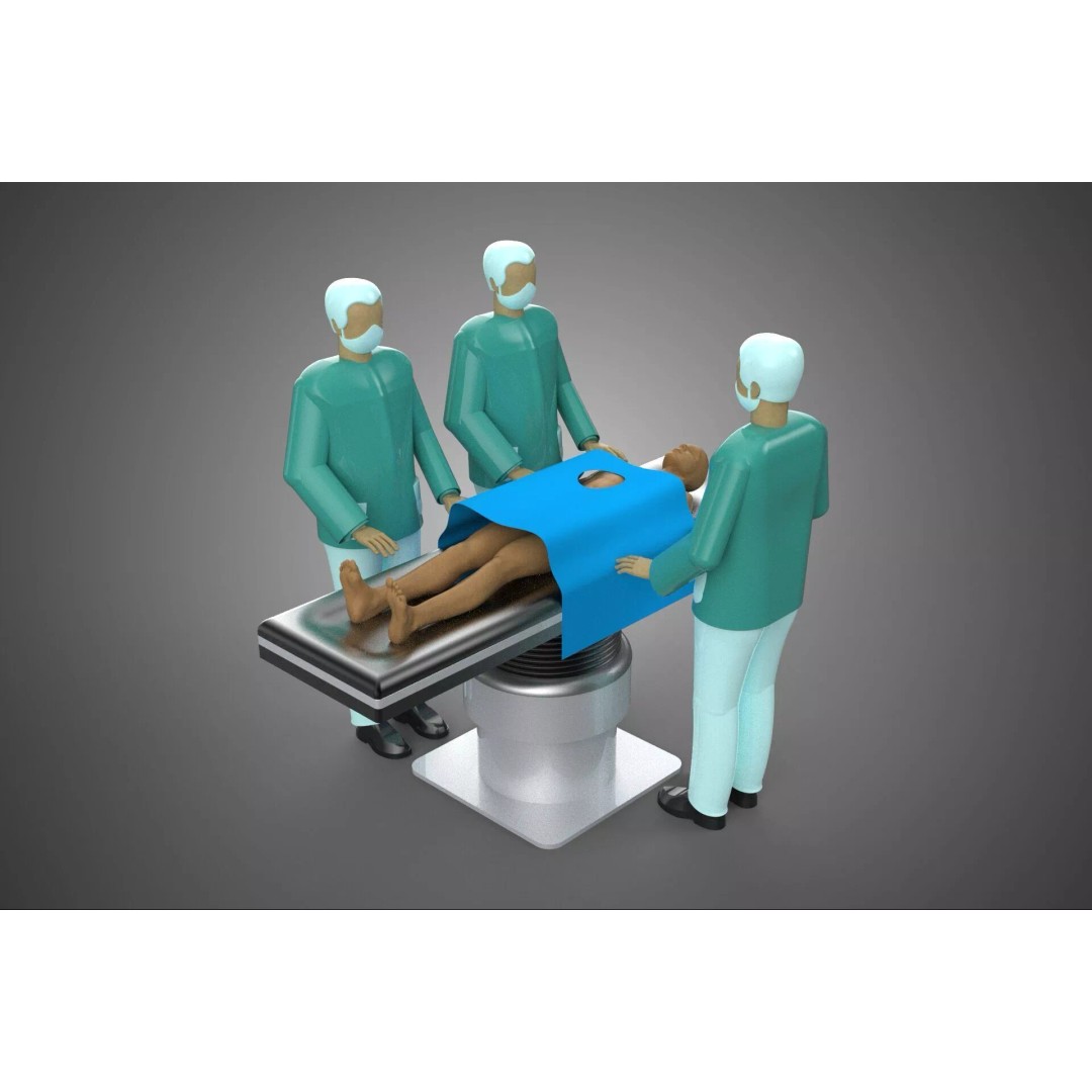 Medical Team 3D Model – High-Detail Surgeon and Patient Scene, FBX - View 2