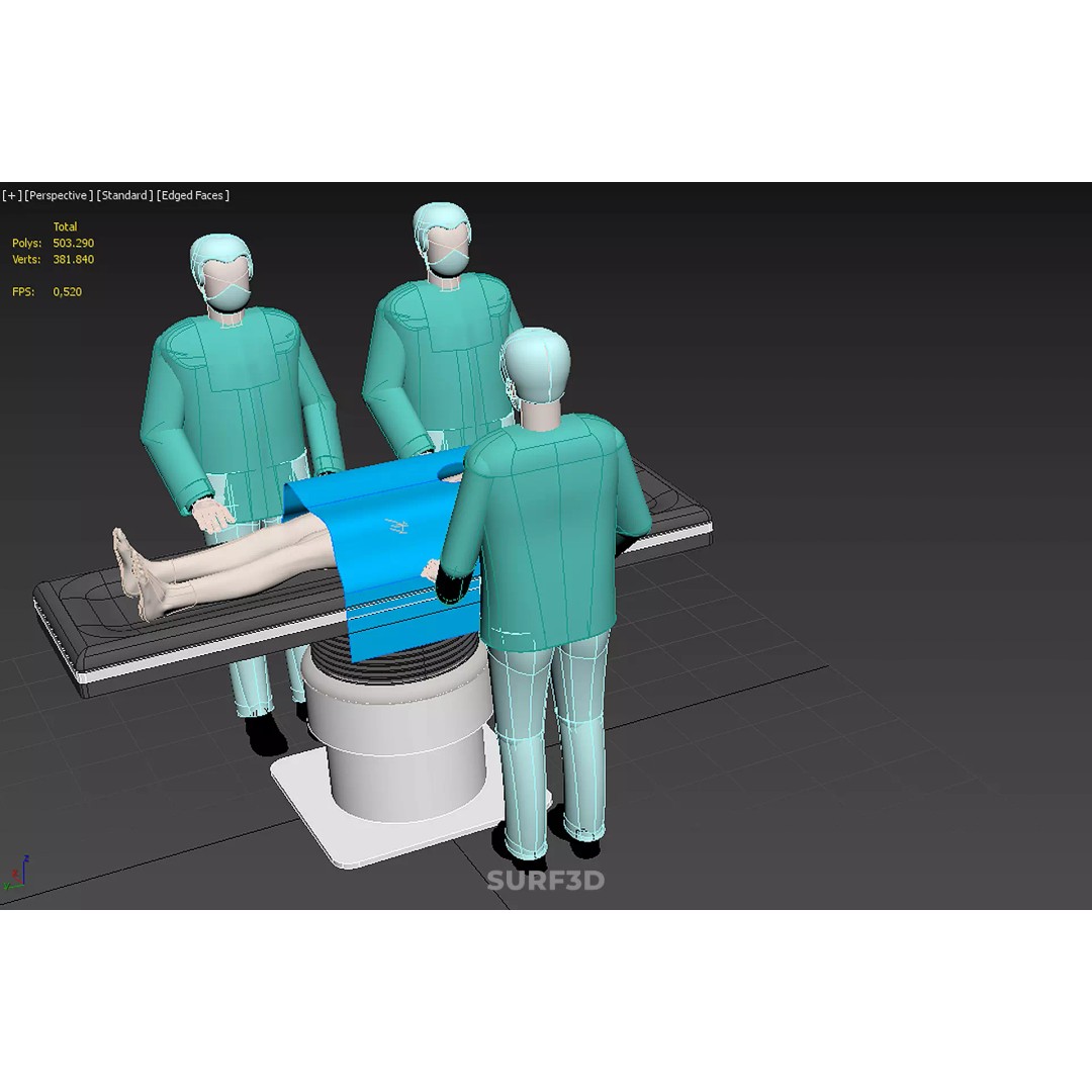 Medical Team 3D Model – High-Detail Surgeon and Patient Scene, FBX - View 29