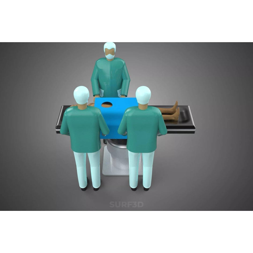 Medical Team 3D Model – High-Detail Surgeon and Patient Scene, FBX - View 4