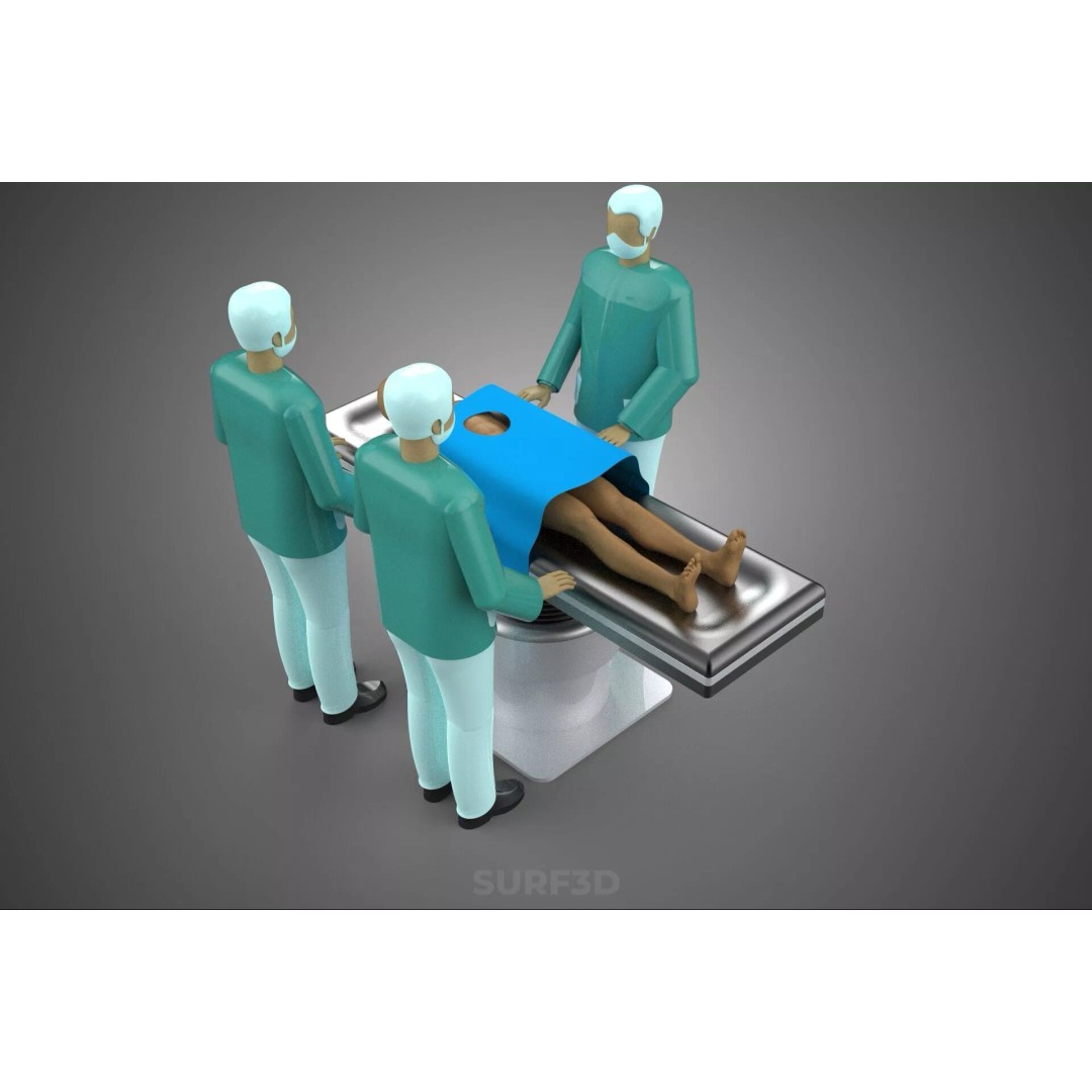 Medical Team 3D Model – High-Detail Surgeon and Patient Scene, FBX - View 5