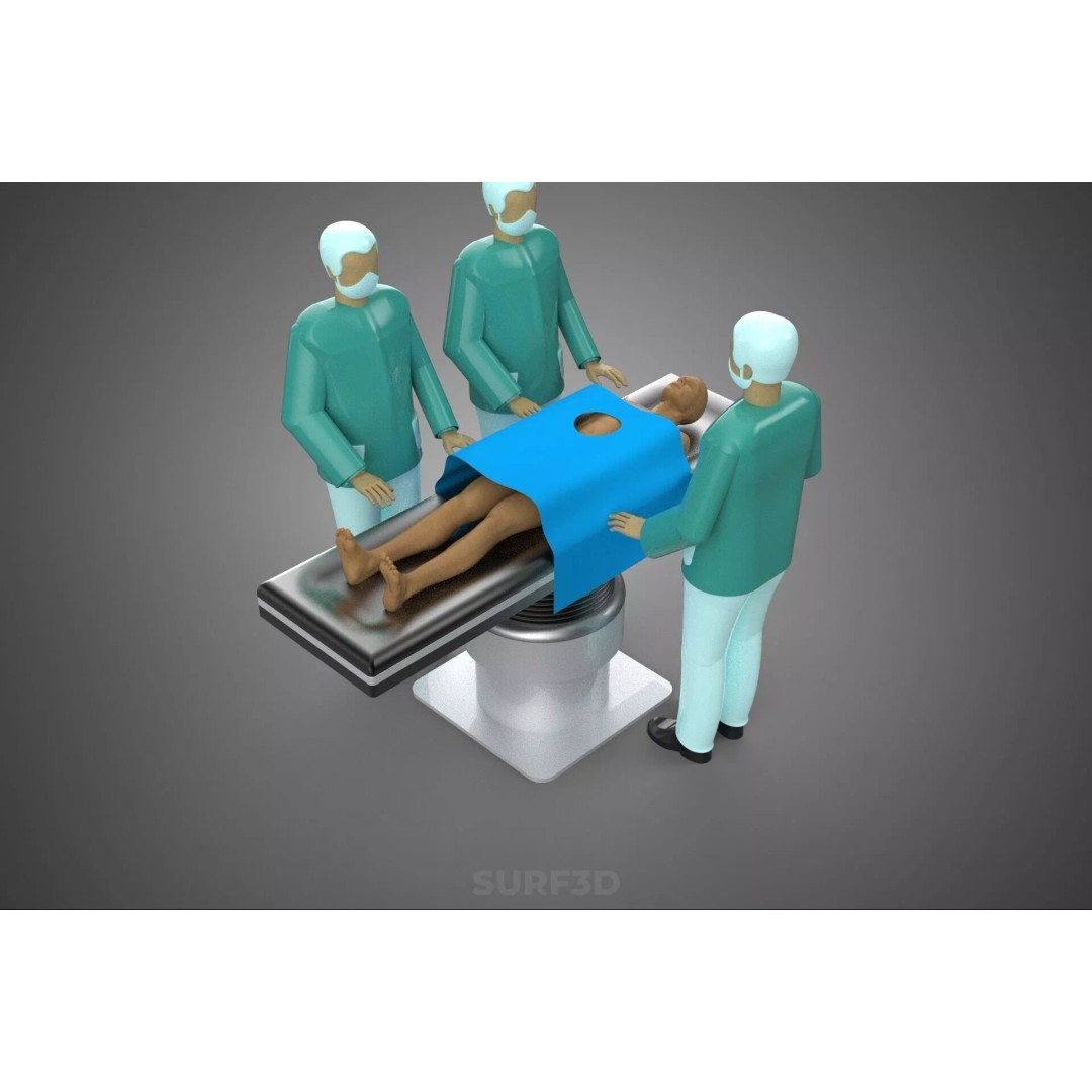 Medical Team 3D Model – High-Detail Surgeon and Patient Scene, FBX - View 7