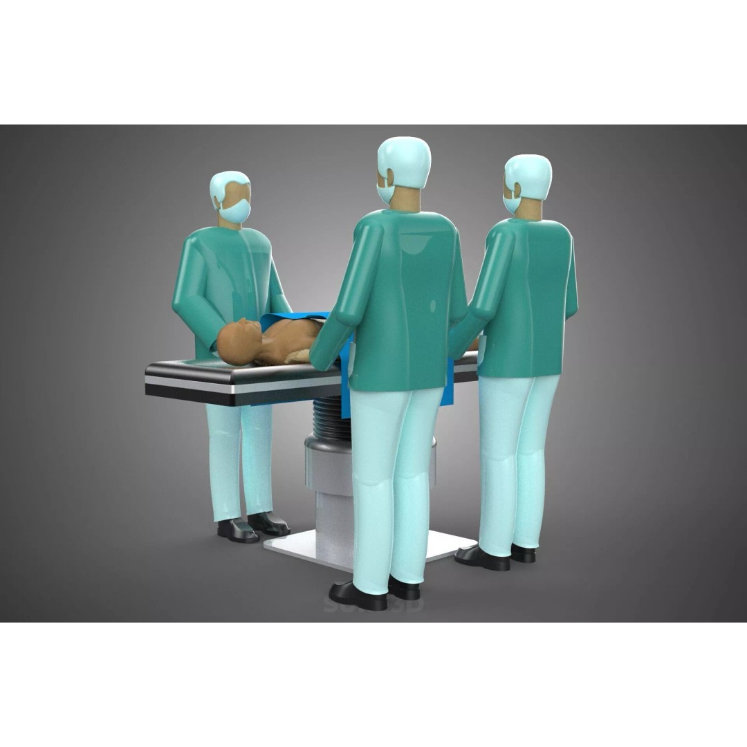 Medical Team 3D Model – High-Detail Surgeon and Patient Scene, FBX - View 9