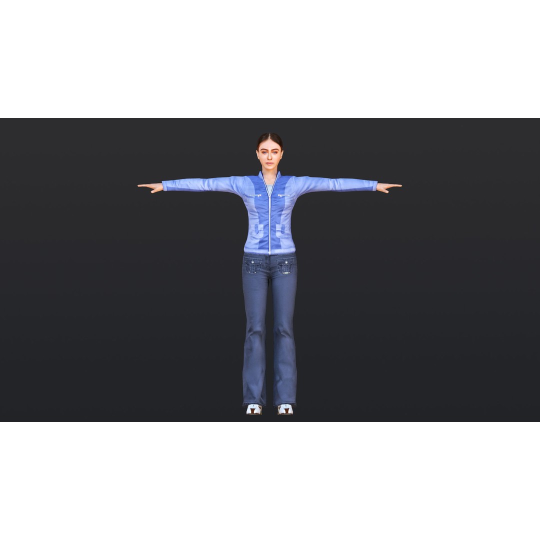 Woman 3D Model – Low Poly Female Character with 52 Animations - View 10