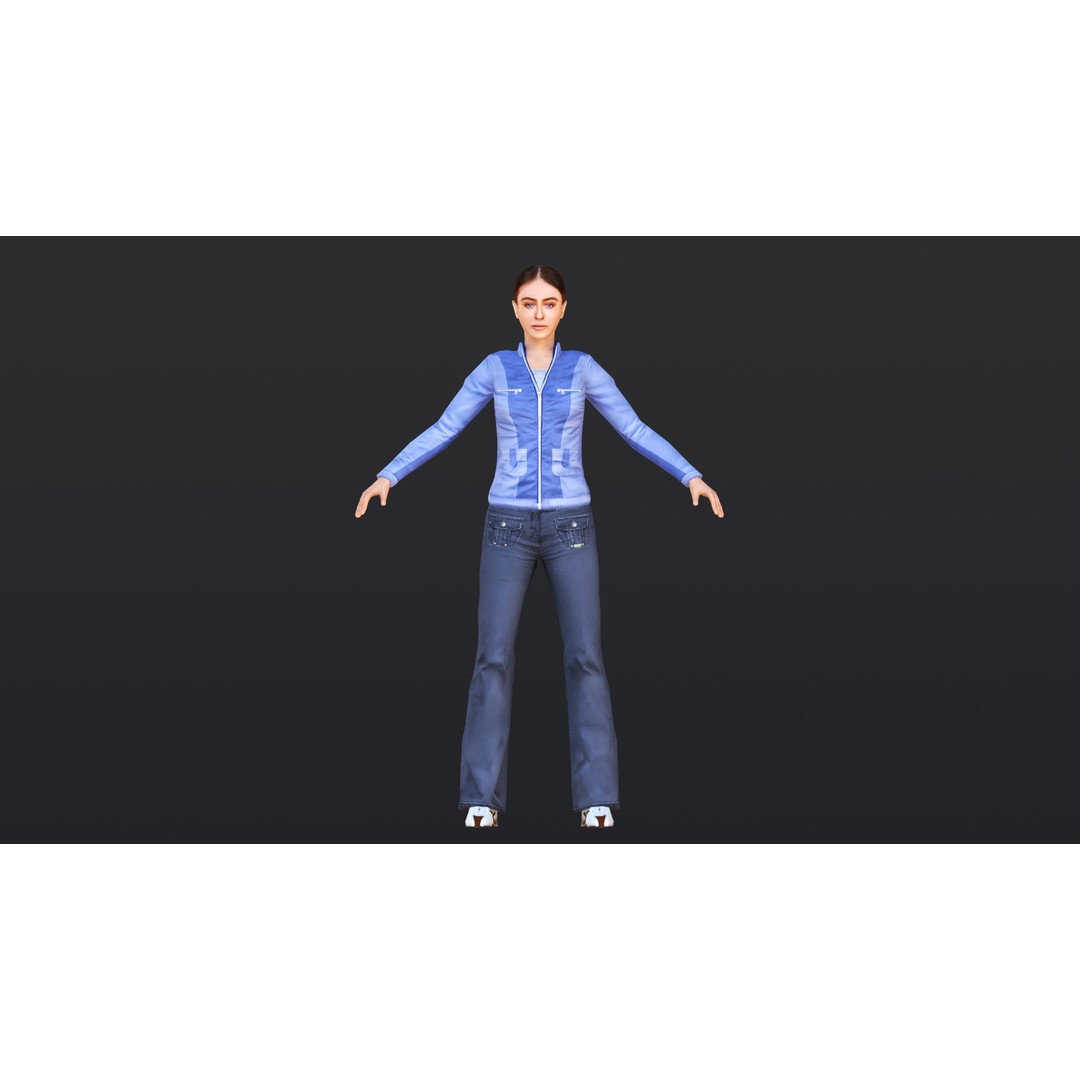 Woman 3D Model – Low Poly Female Character with 52 Animations - View 11