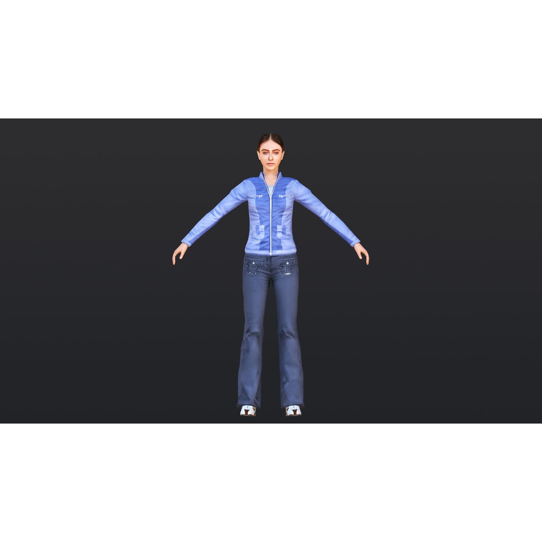 Woman 3D Model – Low Poly Female Character with 52 Animations - View 12