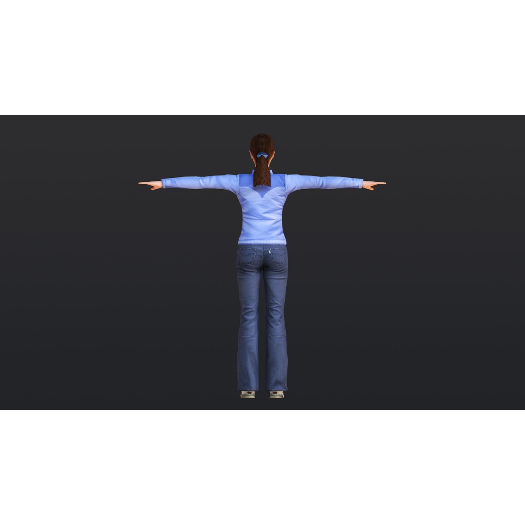 Woman 3D Model – Low Poly Female Character with 52 Animations - View 13