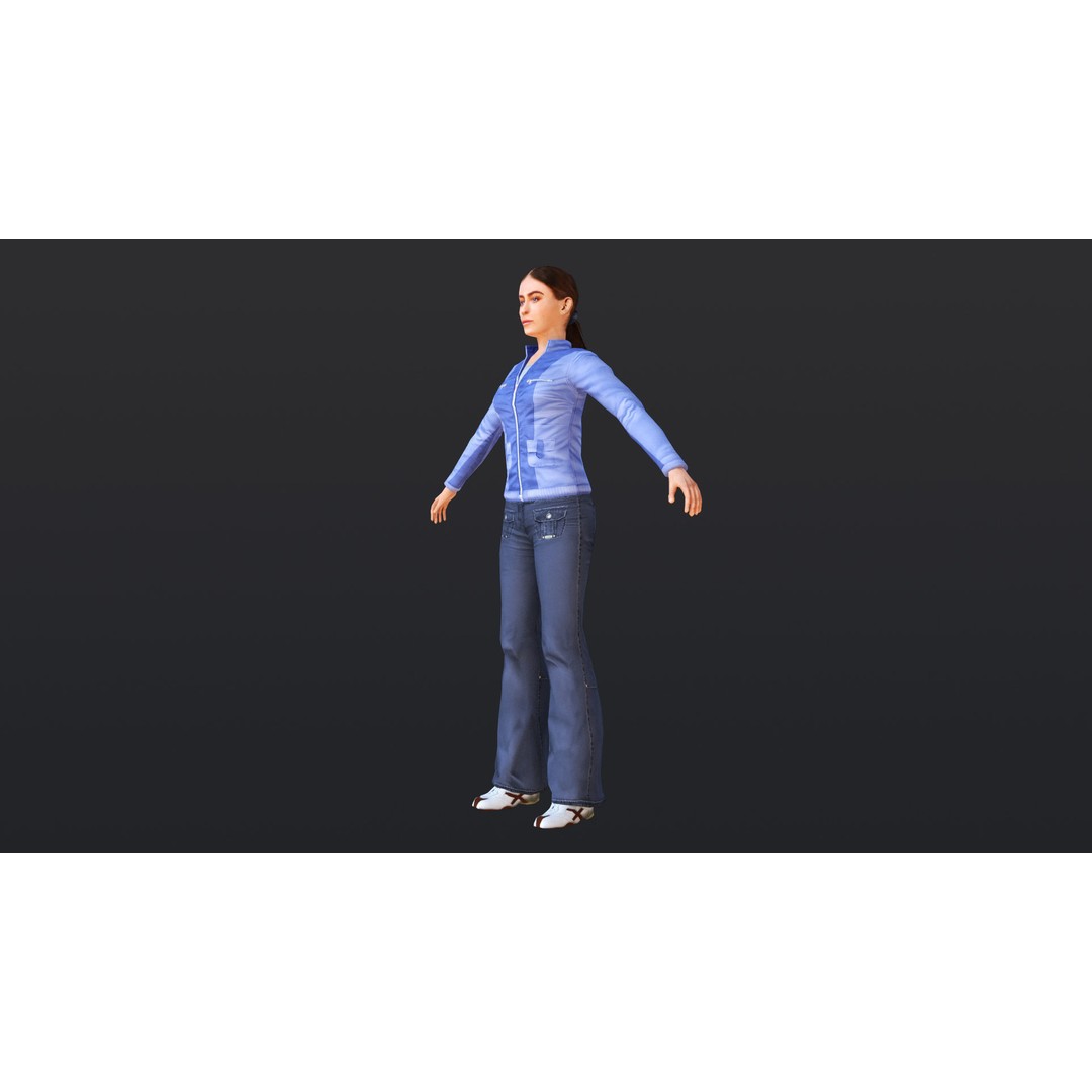 Woman 3D Model – Low Poly Female Character with 52 Animations - View 14