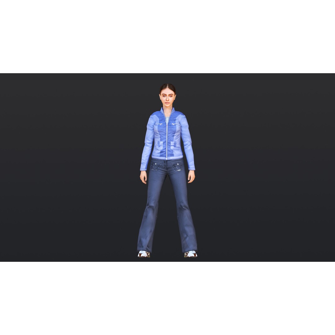 Woman 3D Model – Low Poly Female Character with 52 Animations - View 17