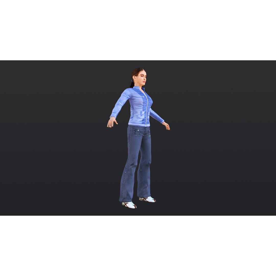 Woman 3D Model – Low Poly Female Character with 52 Animations - View 20