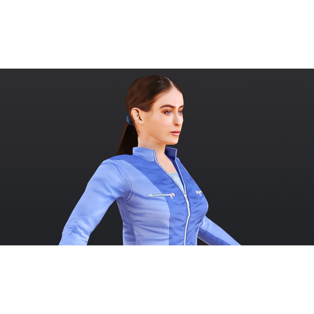 Woman 3D Model – Low Poly Female Character with 52 Animations - View 8