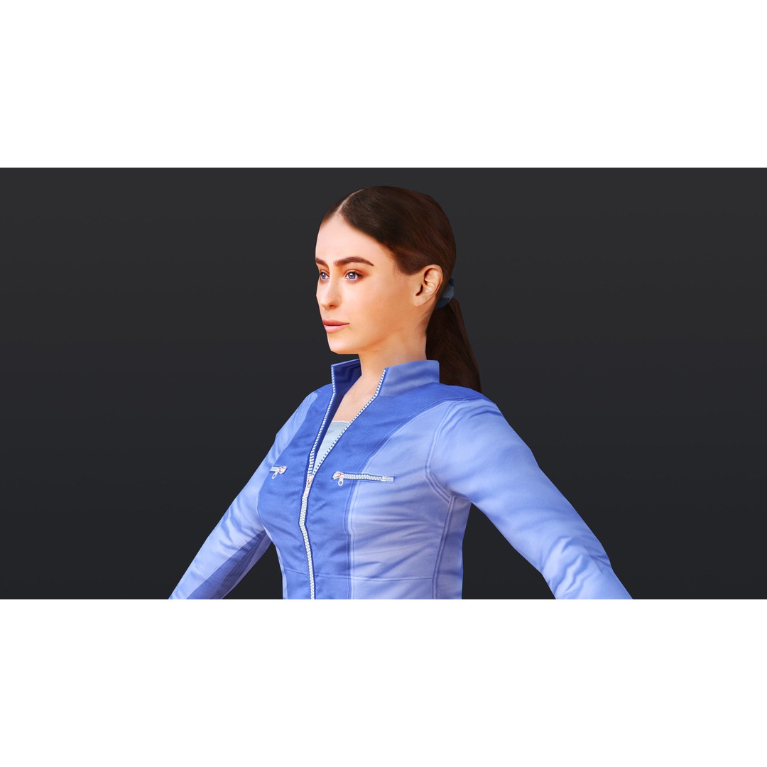 Woman 3D Model – Low Poly Female Character with 52 Animations - View 9