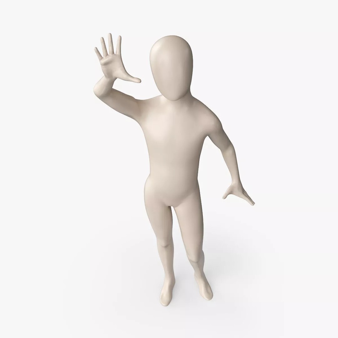 Child Mannequin 3D Model – Rigged Stylized Figure for Fashion Display - View 10
