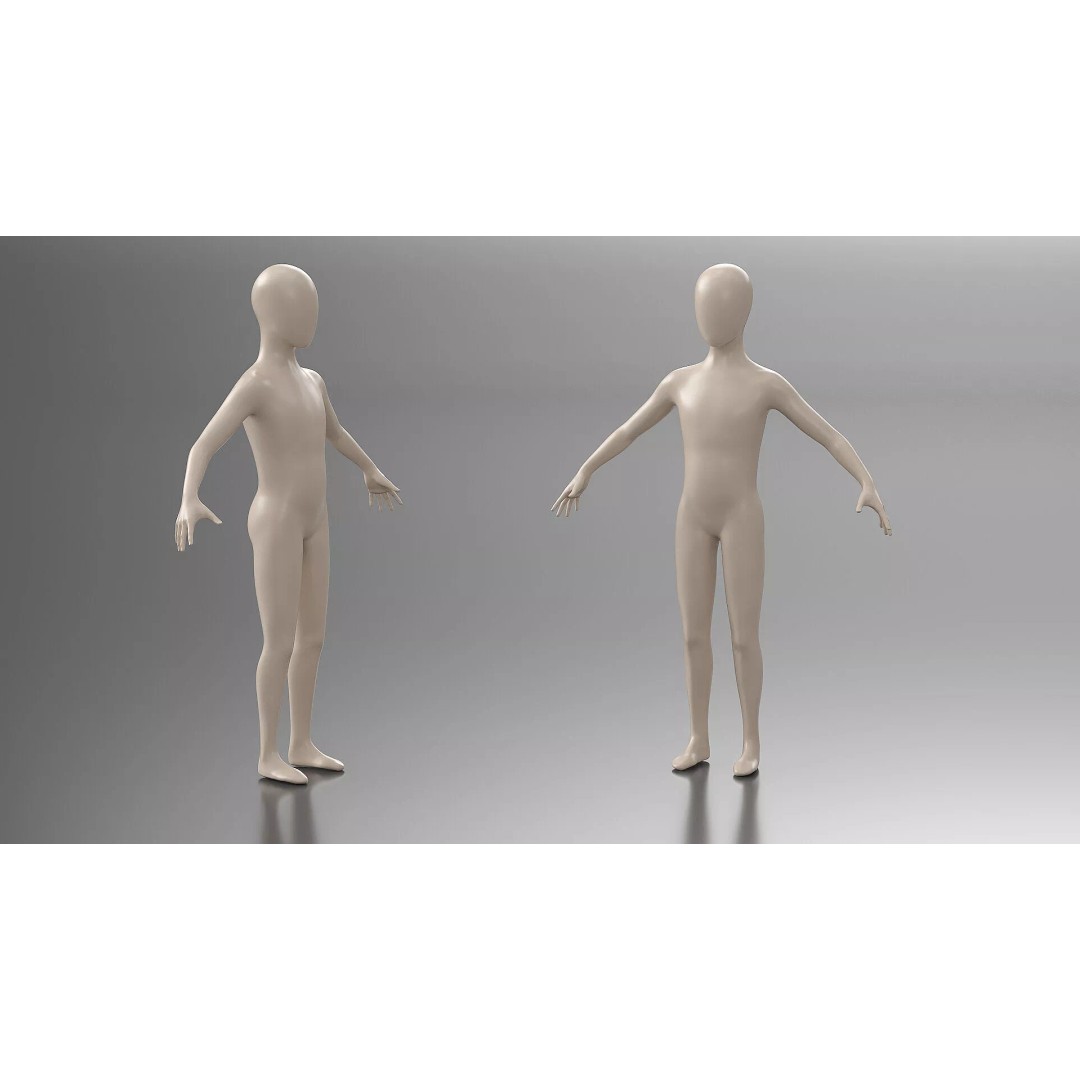 Child Mannequin 3D Model – Rigged Stylized Figure for Fashion Display - View 5