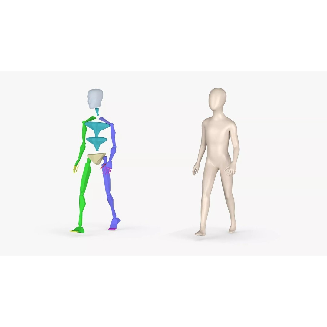 Child Mannequin 3D Model – Rigged Stylized Figure for Fashion Display - View 7