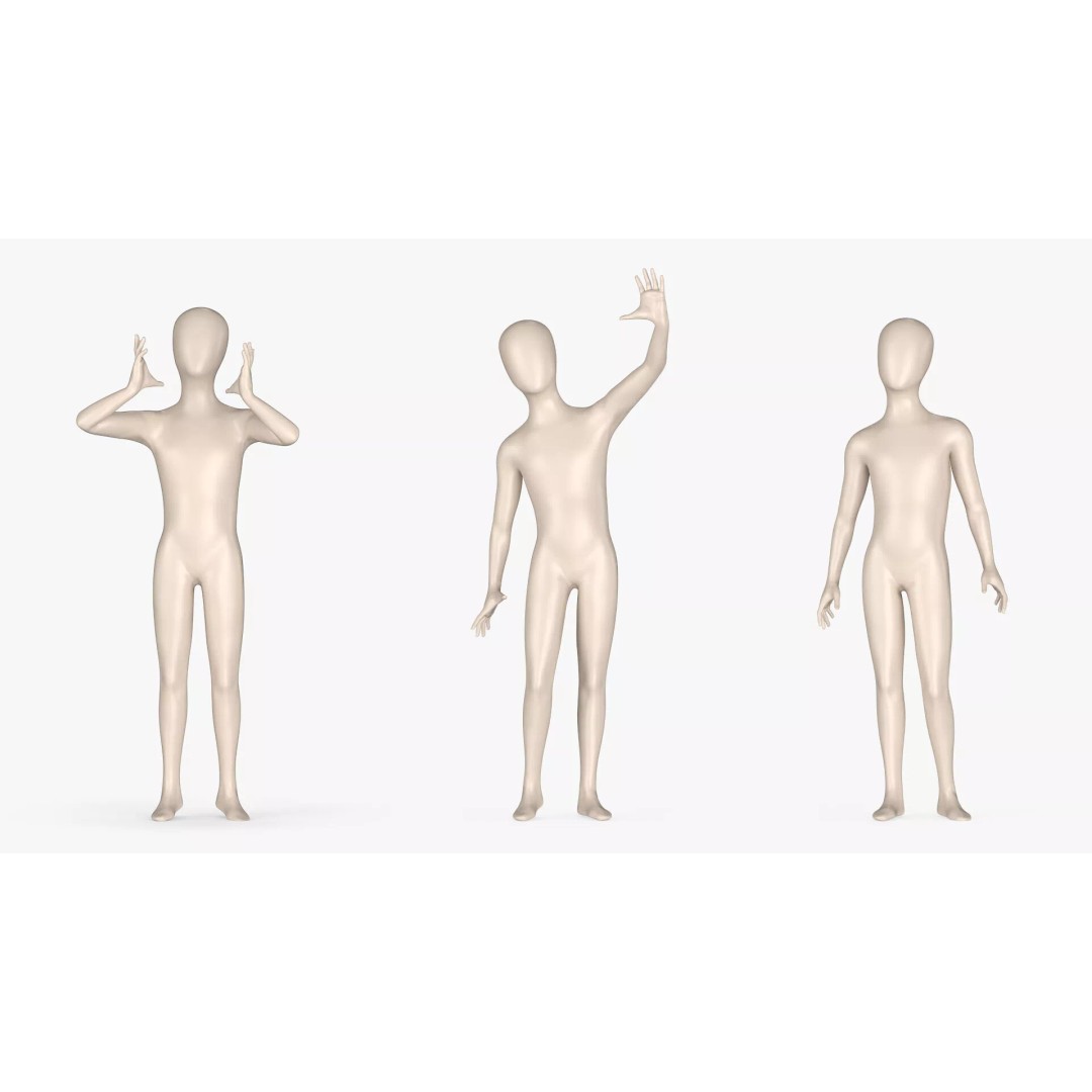 Child Mannequin 3D Model – Rigged Stylized Figure for Fashion Display - View 8