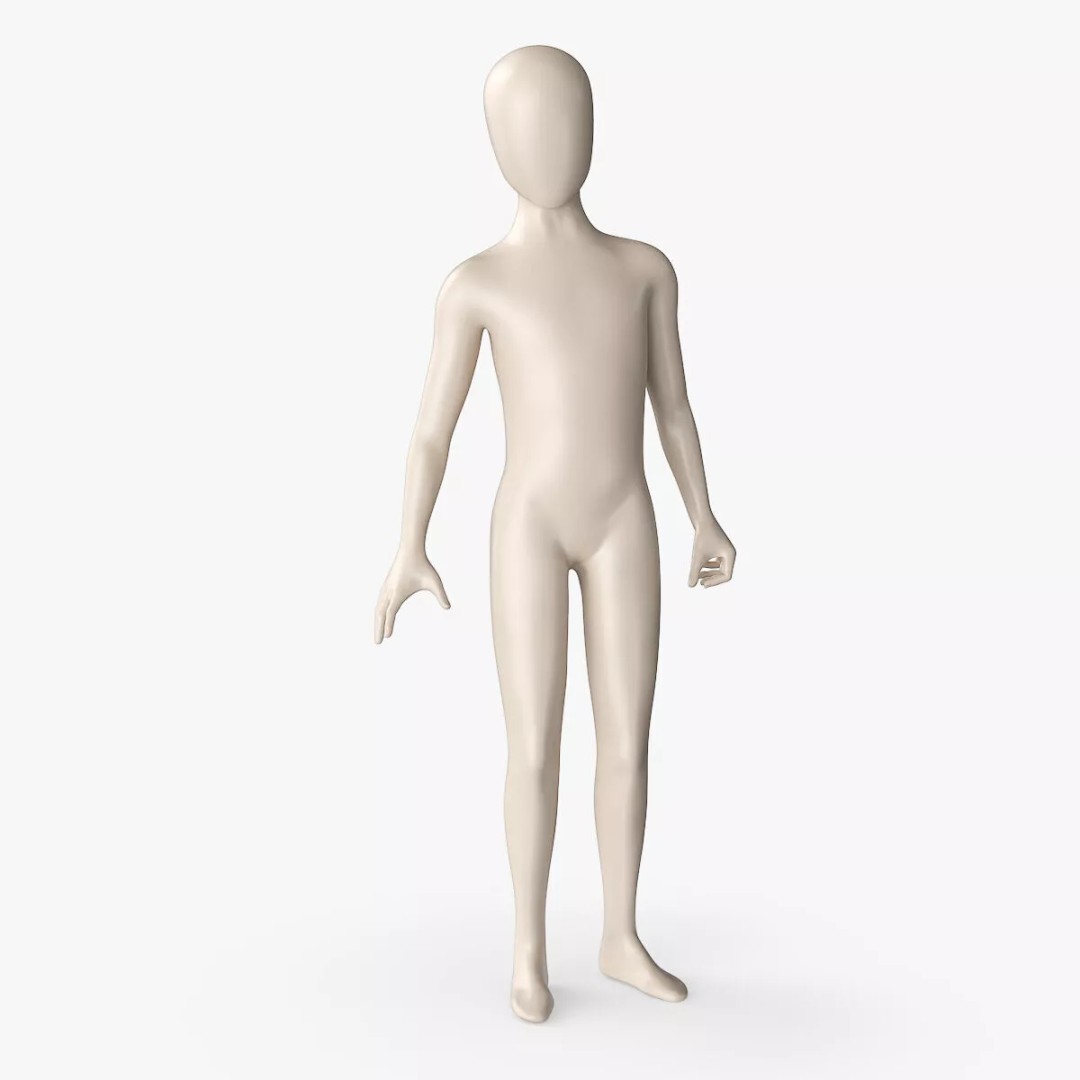 Child Mannequin 3D Model – Rigged Stylized Figure for Fashion Display - View 9