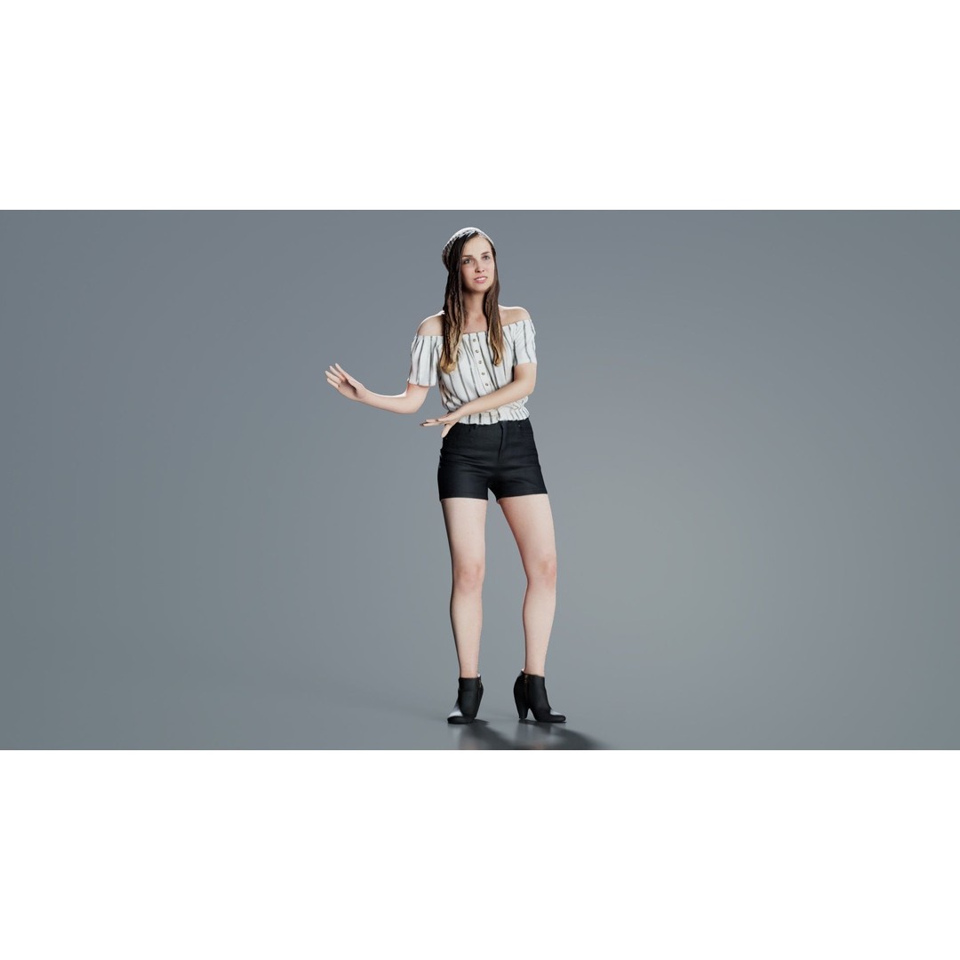 Dancing Woman 3D Model – Low Poly Character, FBX, Blender Ready - View 6