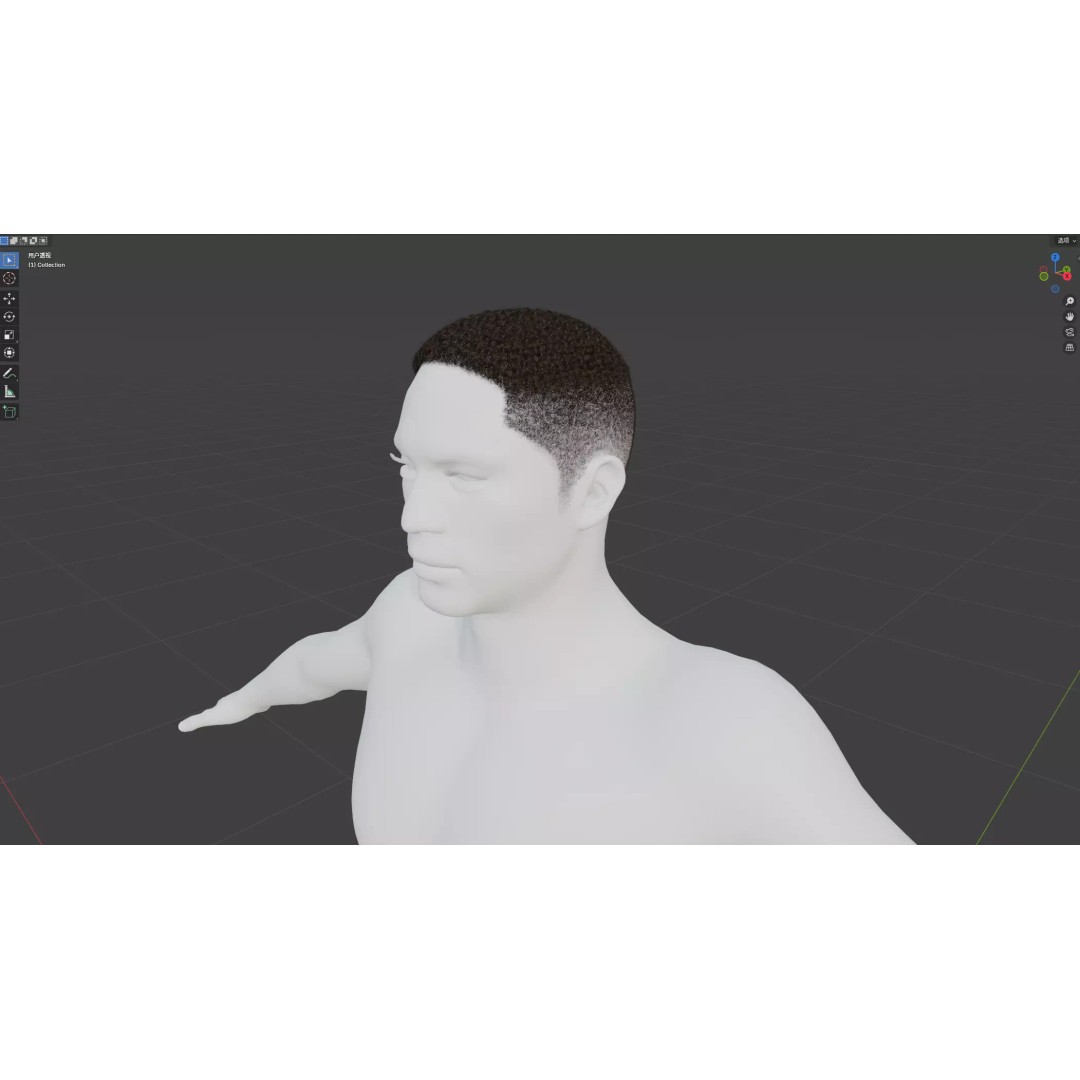 African Character Hair 3D Model – Low-Poly Male Wig, FBX