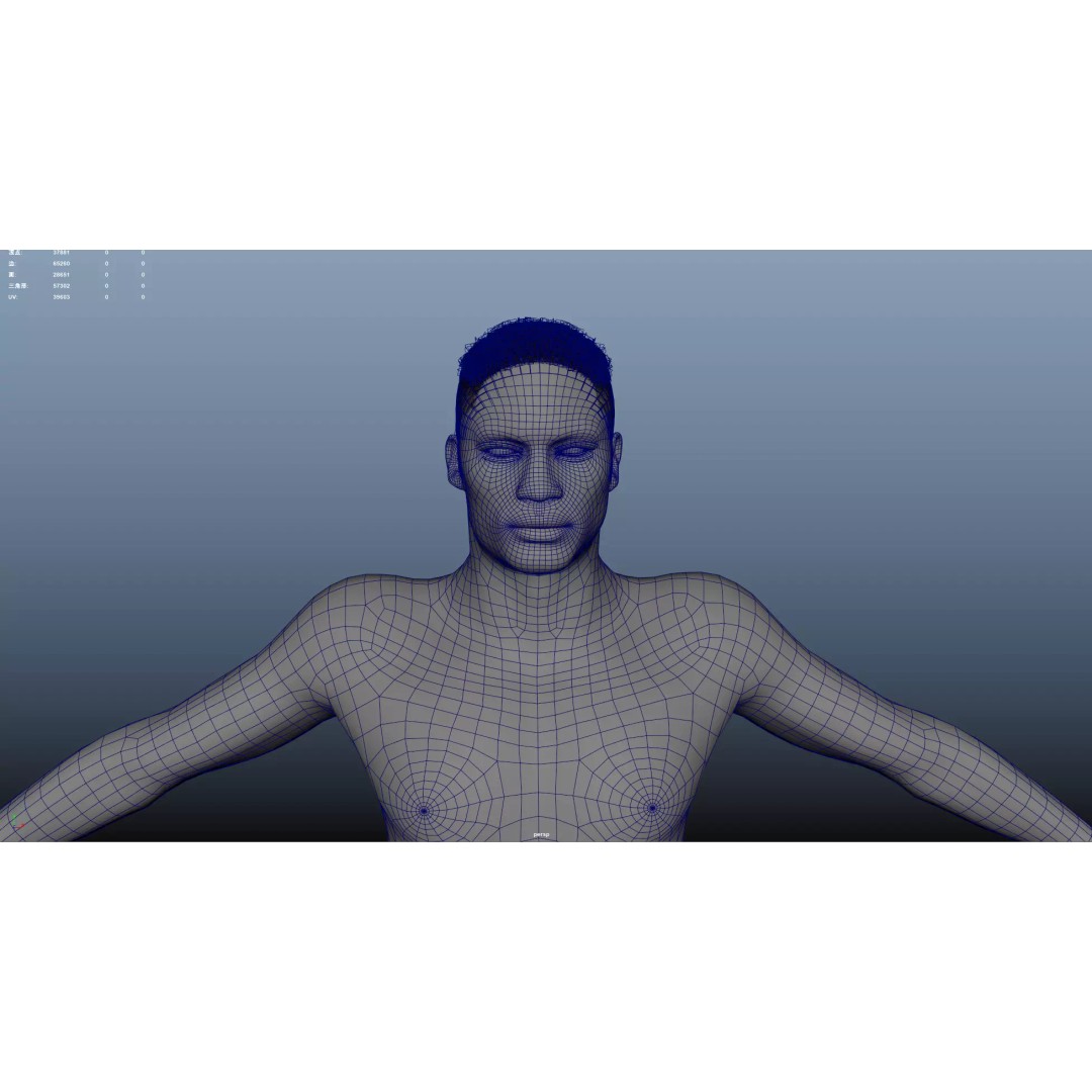African Character Hair 3D Model – Low-Poly Male Wig, FBX - View 15