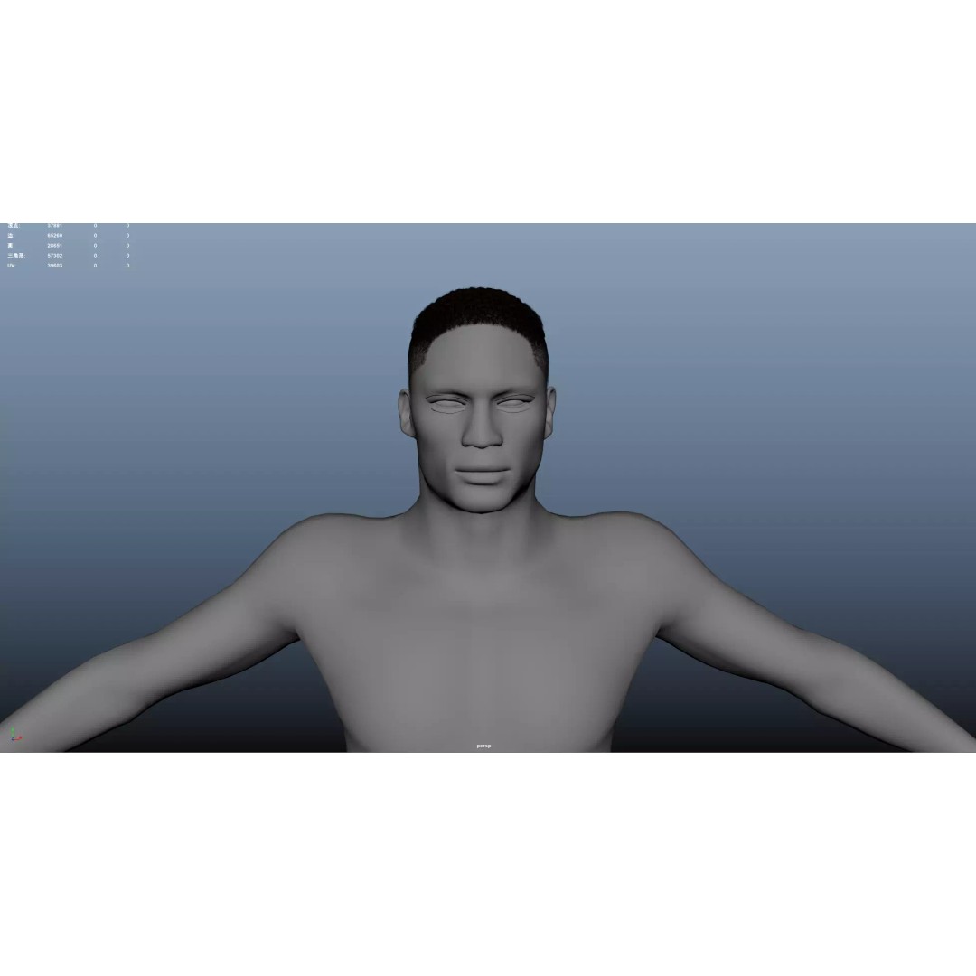 African Character Hair 3D Model – Low-Poly Male Wig, FBX - View 8