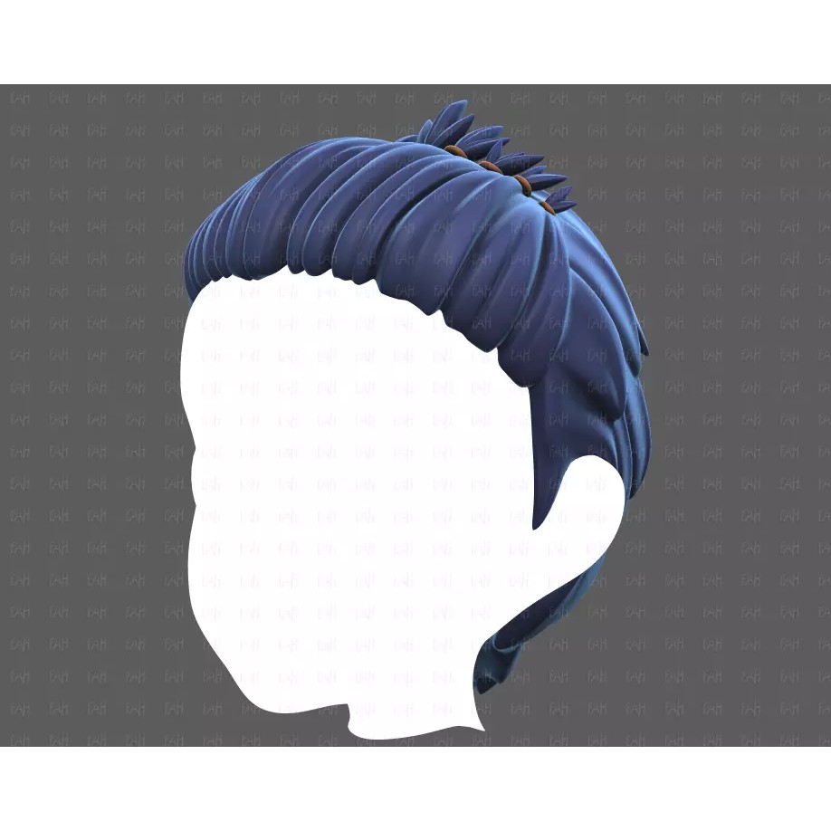 Base Hair 3D Model – Cartoon Low Poly Hairstyle for Animation - View 10