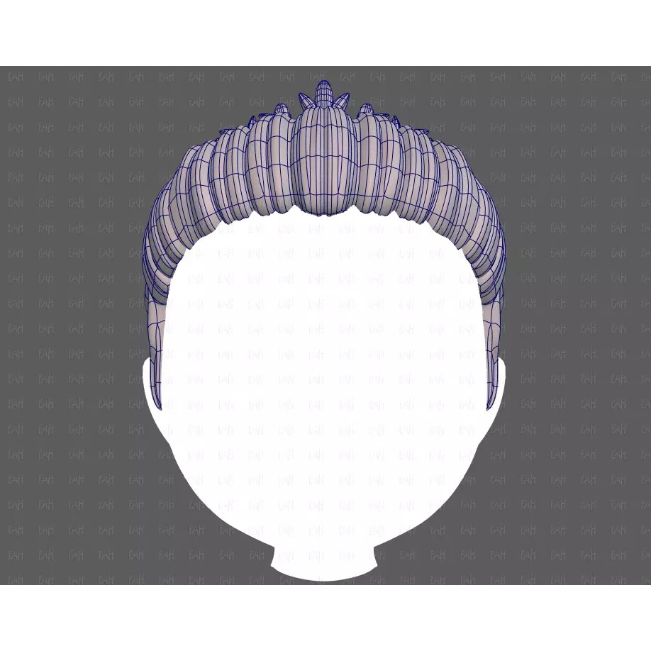 Base Hair 3D Model – Cartoon Low Poly Hairstyle for Animation - View 11
