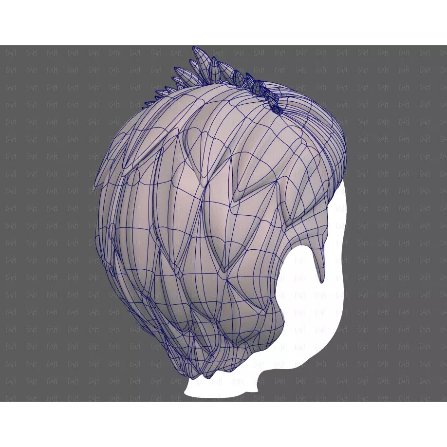 Base Hair 3D Model – Cartoon Low Poly Hairstyle for Animation - View 14