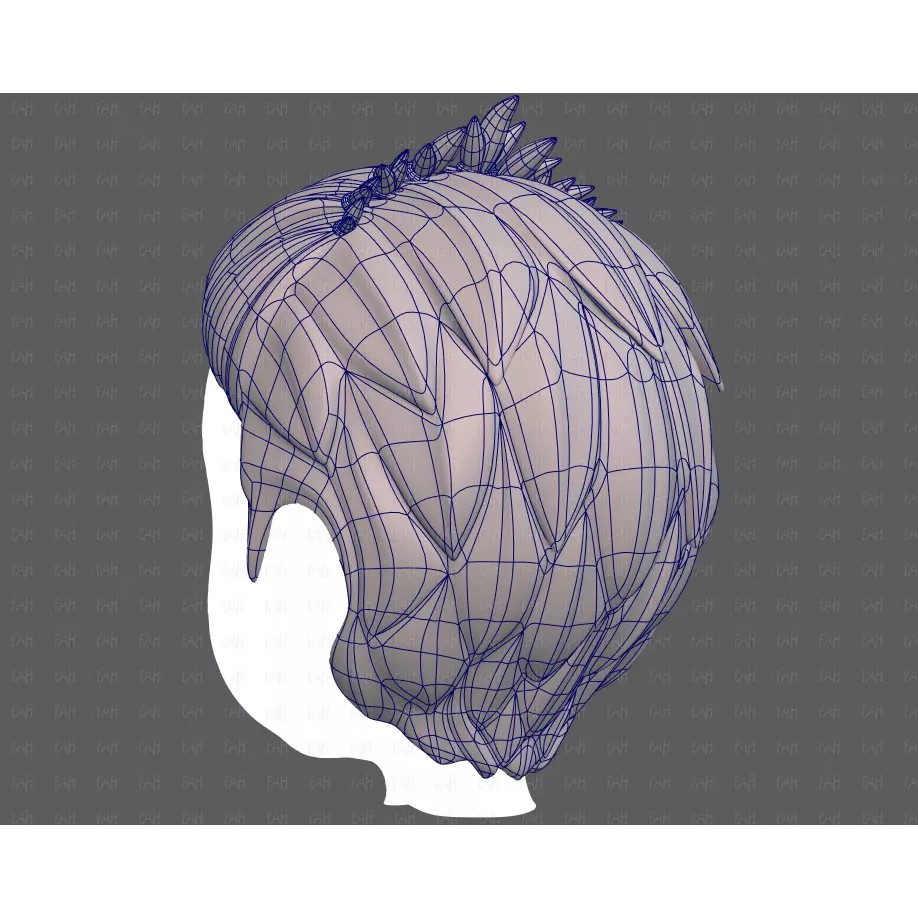 Base Hair 3D Model – Cartoon Low Poly Hairstyle for Animation - View 16