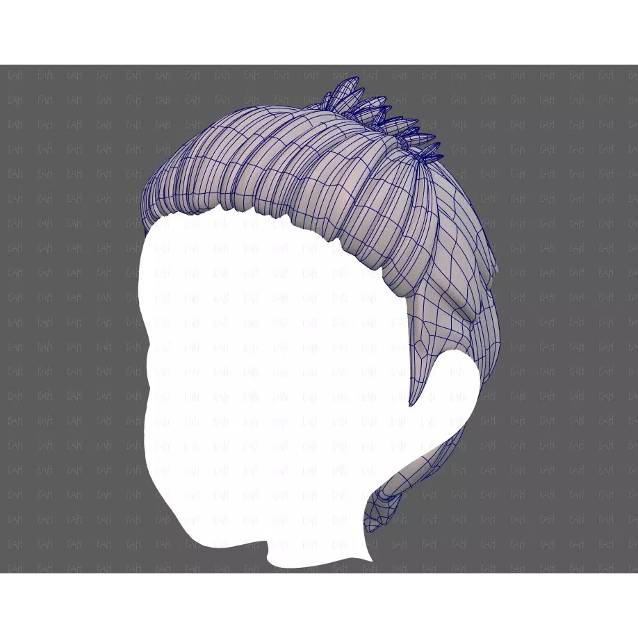 Base Hair 3D Model – Cartoon Low Poly Hairstyle for Animation - View 18