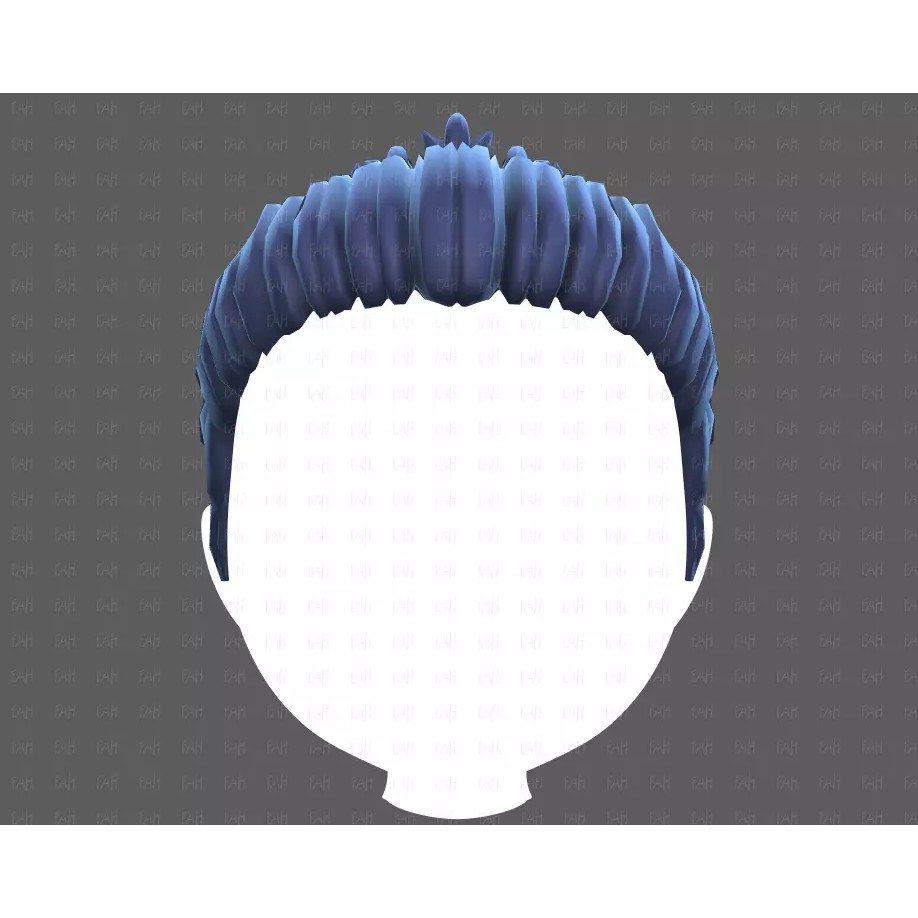 Base Hair 3D Model – Cartoon Low Poly Hairstyle for Animation - View 19