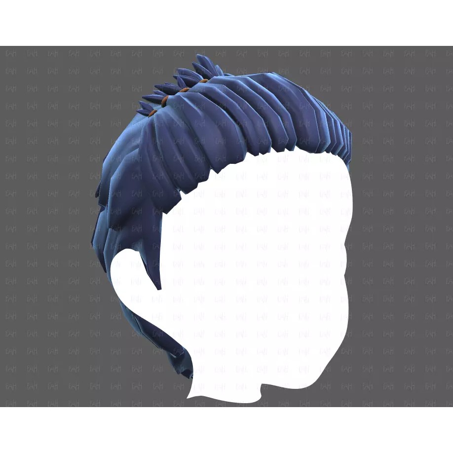 Base Hair 3D Model – Cartoon Low Poly Hairstyle for Animation - View 20