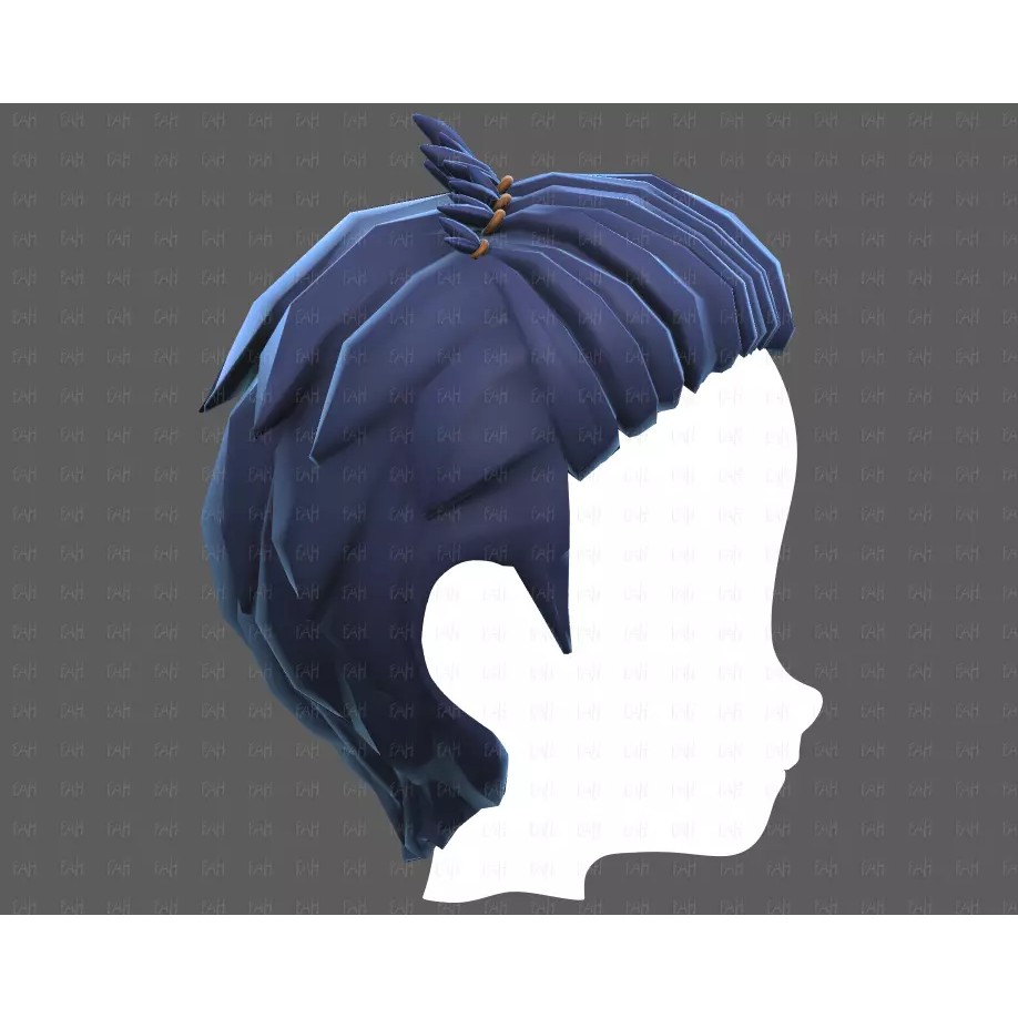 Base Hair 3D Model – Cartoon Low Poly Hairstyle for Animation - View 21