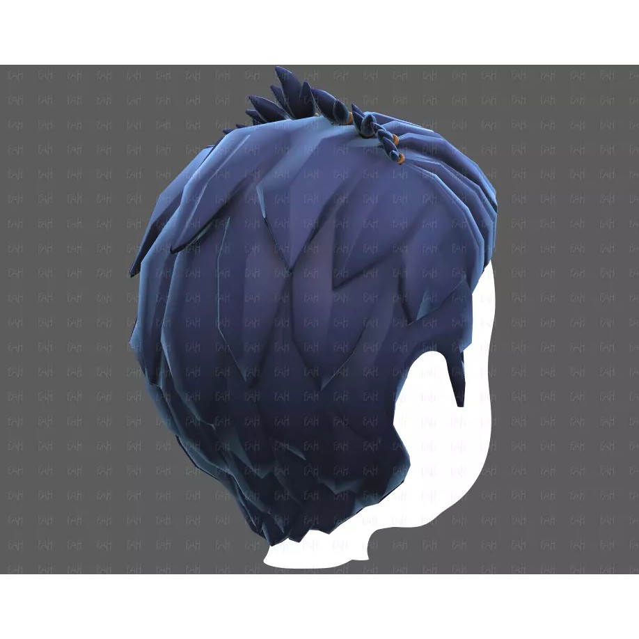 Base Hair 3D Model – Cartoon Low Poly Hairstyle for Animation - View 22