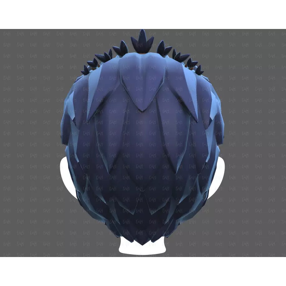 Base Hair 3D Model – Cartoon Low Poly Hairstyle for Animation - View 23