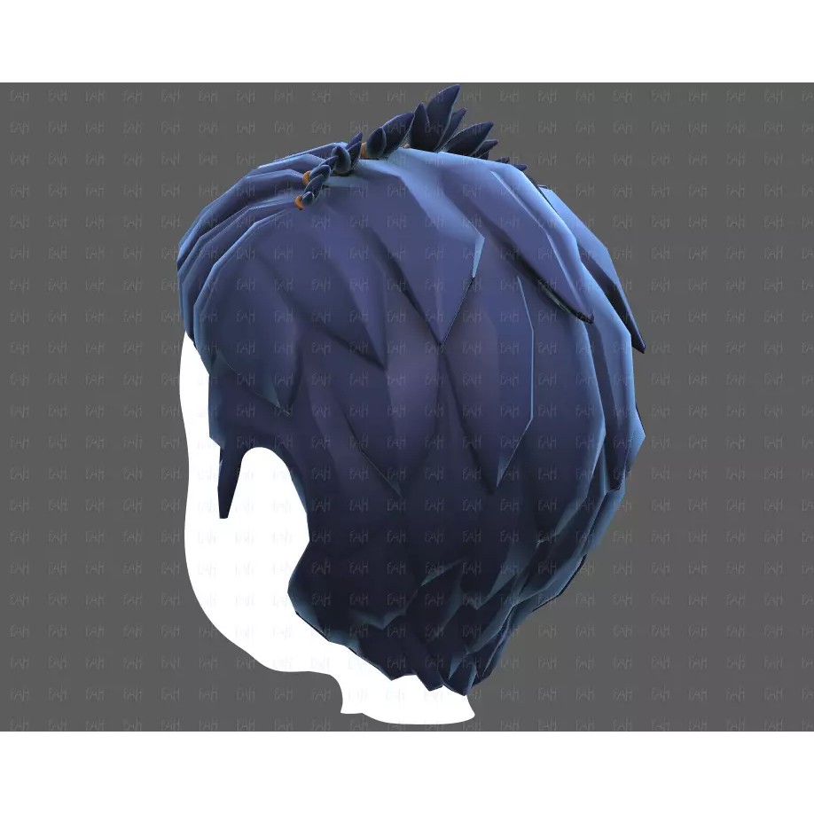 Base Hair 3D Model – Cartoon Low Poly Hairstyle for Animation - View 24