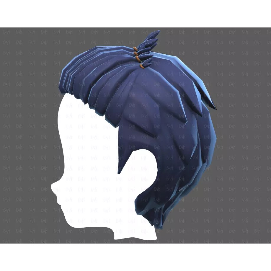 Base Hair 3D Model – Cartoon Low Poly Hairstyle for Animation - View 25